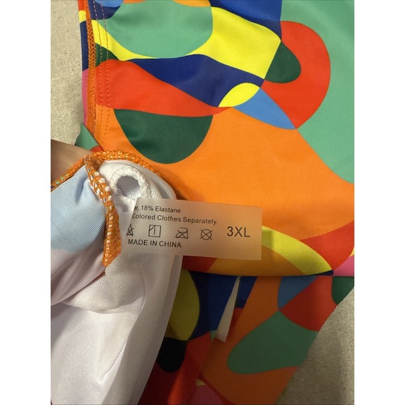 Shein Multi-Colored Geometric Two Piece Swimming Swimsuit Bathing Suit Size 3XL - Picture 4 of 10